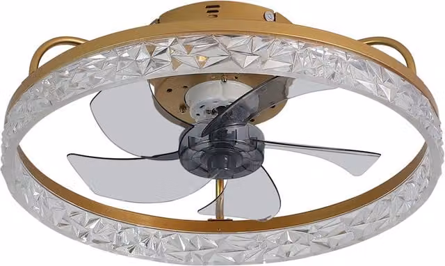 Kidkid Round Crystal Ceiling Light with Warm White Downlight in Gold/Brass