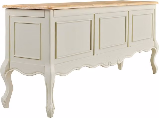 Juliette Large Blanket Box with 3 Compartments in Champagne Beige Lacquered Wood