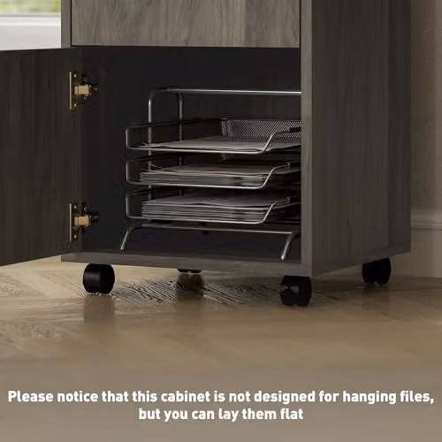 HOMCOM Grey Filing Cabinet with 2 Drawers and Castors, W/D/H: 60 x 35 x 60 cm – 6