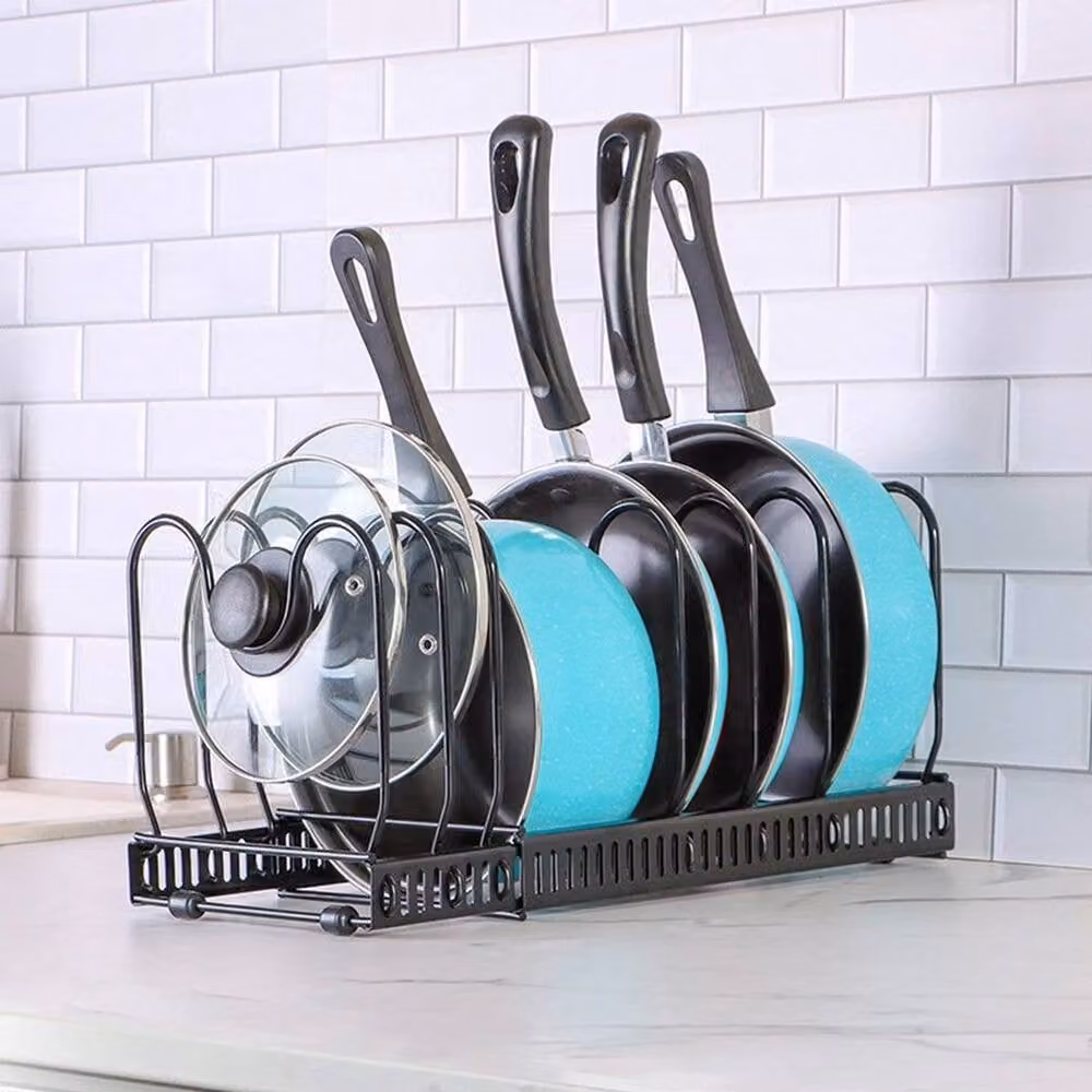 Kelvenix Expandable Pan Organiser Rack and Lid Holder in Black – 4