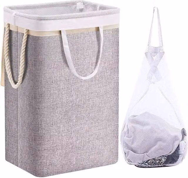 Nordara 72L Foldable Large Laundry Basket with Lid in Grey – 1
