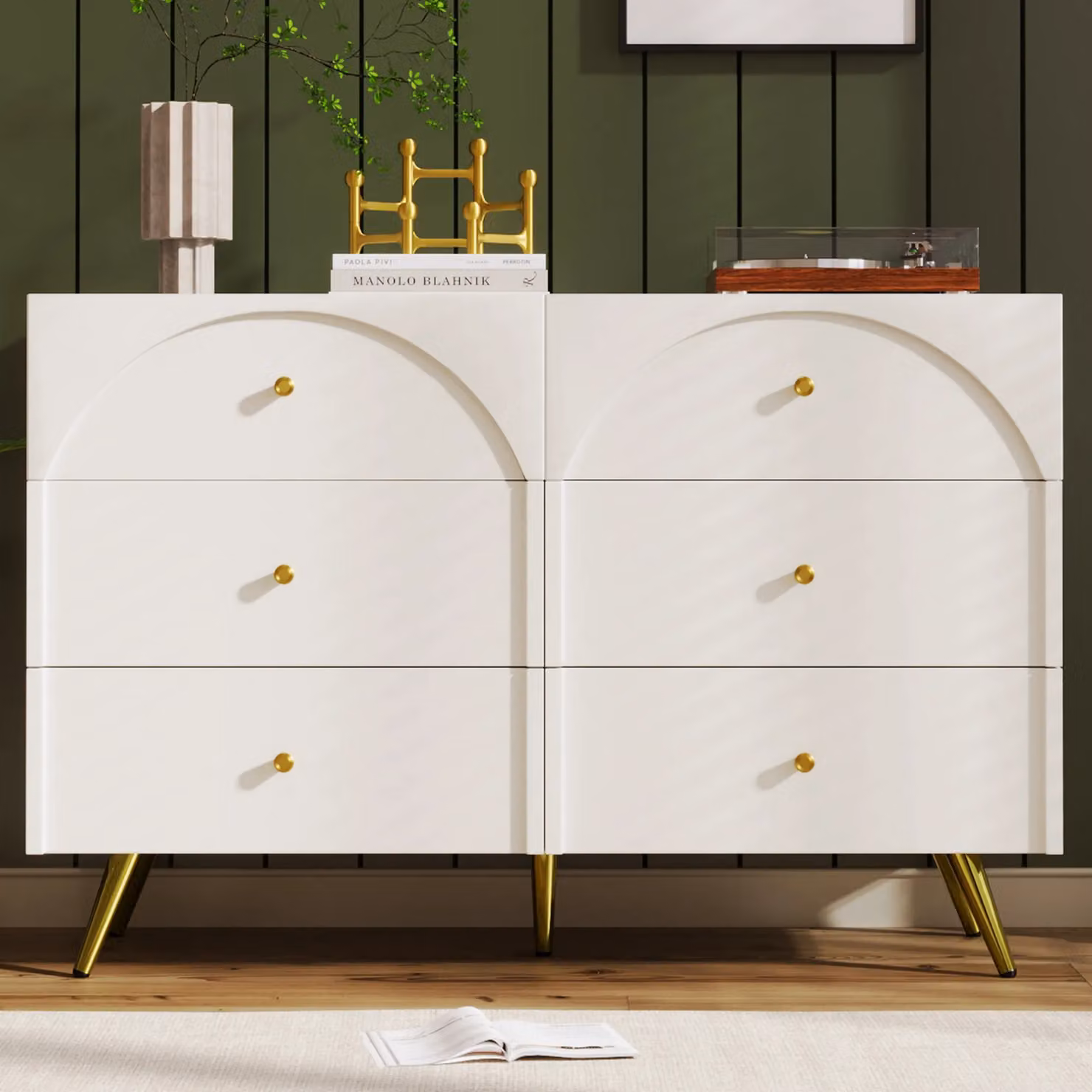 Matteo Modern Sideboard Cabinet for your Living Room in White and Beige, W/D/H: 120 x 40 x 85 cm – 3