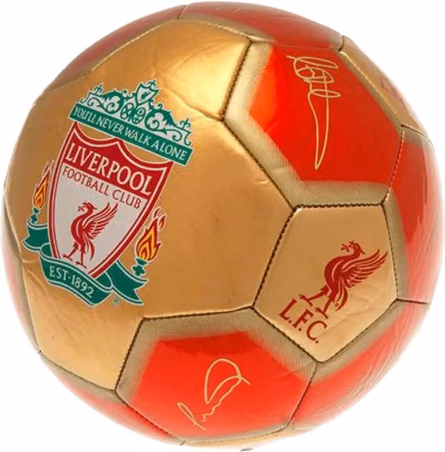 Liverpool FC Printed Signature Mini Football in Red and Gold