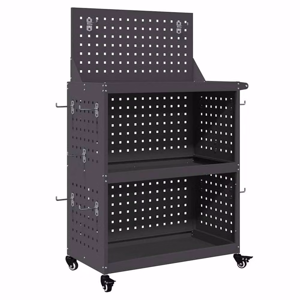Berkfield Home Tool Trolley in Black Powder-coated Steel, W/D/H: 65 x 35 x 111 cm – 3