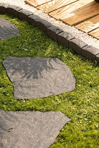 Nicoman Grey Recycled Rubber Natural Stone Effect Garden Stepping Stones, Set of 2