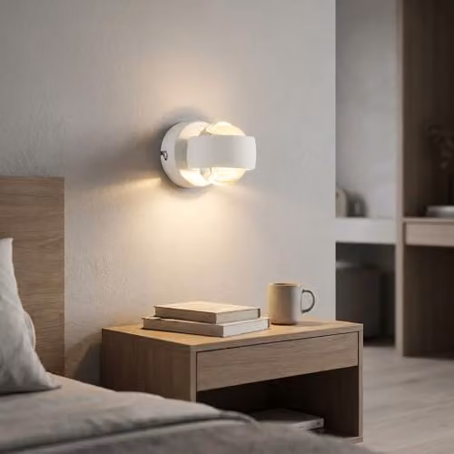 Netlighting Randi Integrated LED Wall Lamp with White Metal and Transparent Glass Sphere Shade, Warm White 3000K – 5