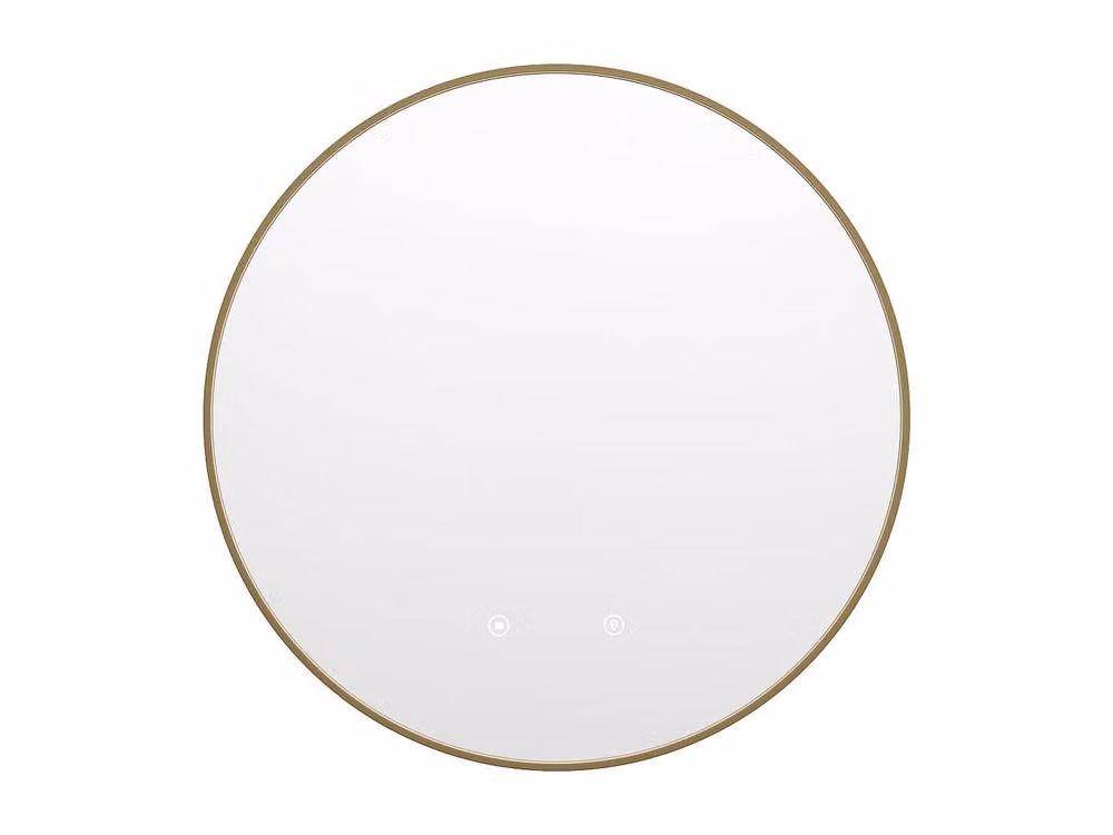 Vente-unique Round Illuminated Anti-Mist LED Bathroom Mirror with Gold Surround, Diameter: 60 cm – 2