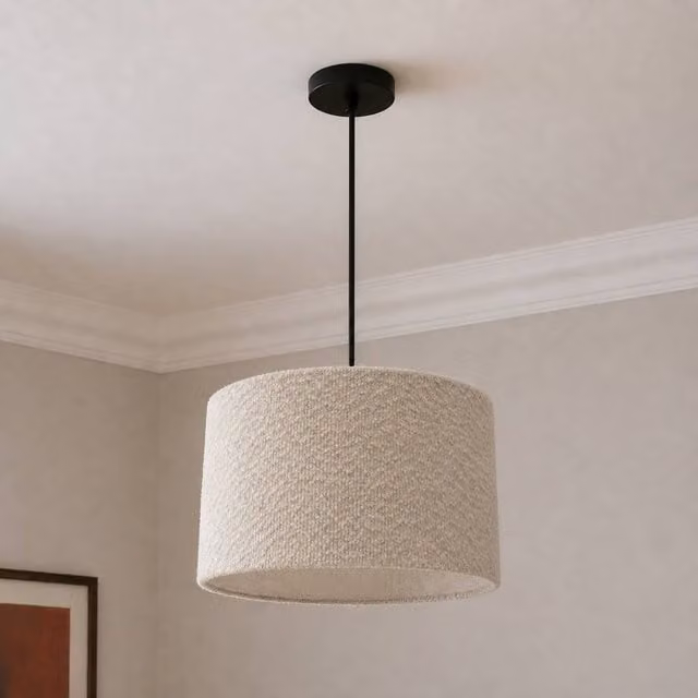 CGC Lighting Petra Grey Boucle Round Fabric Ceiling or Table Lampshade, Diameter: 30 cm