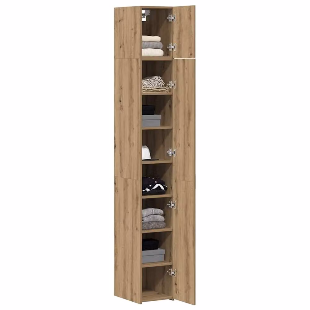 Berkfield Home Slim Storage Cabinet in Artisan Oak Brown, W/D/H: 30 x 22.5 x 225 cm – 2
