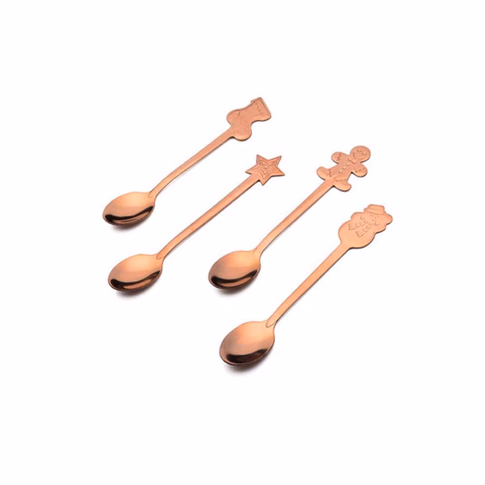 Lovii Set of 4 Polished Rose Gold Stainless Steel Dessert Spoons – 2