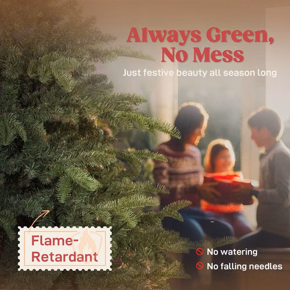 STILVORA 5ft Green Artificial Christmas Tree with Hinged Branches, Height: 152.4 cm, Width: 107 cm – 5