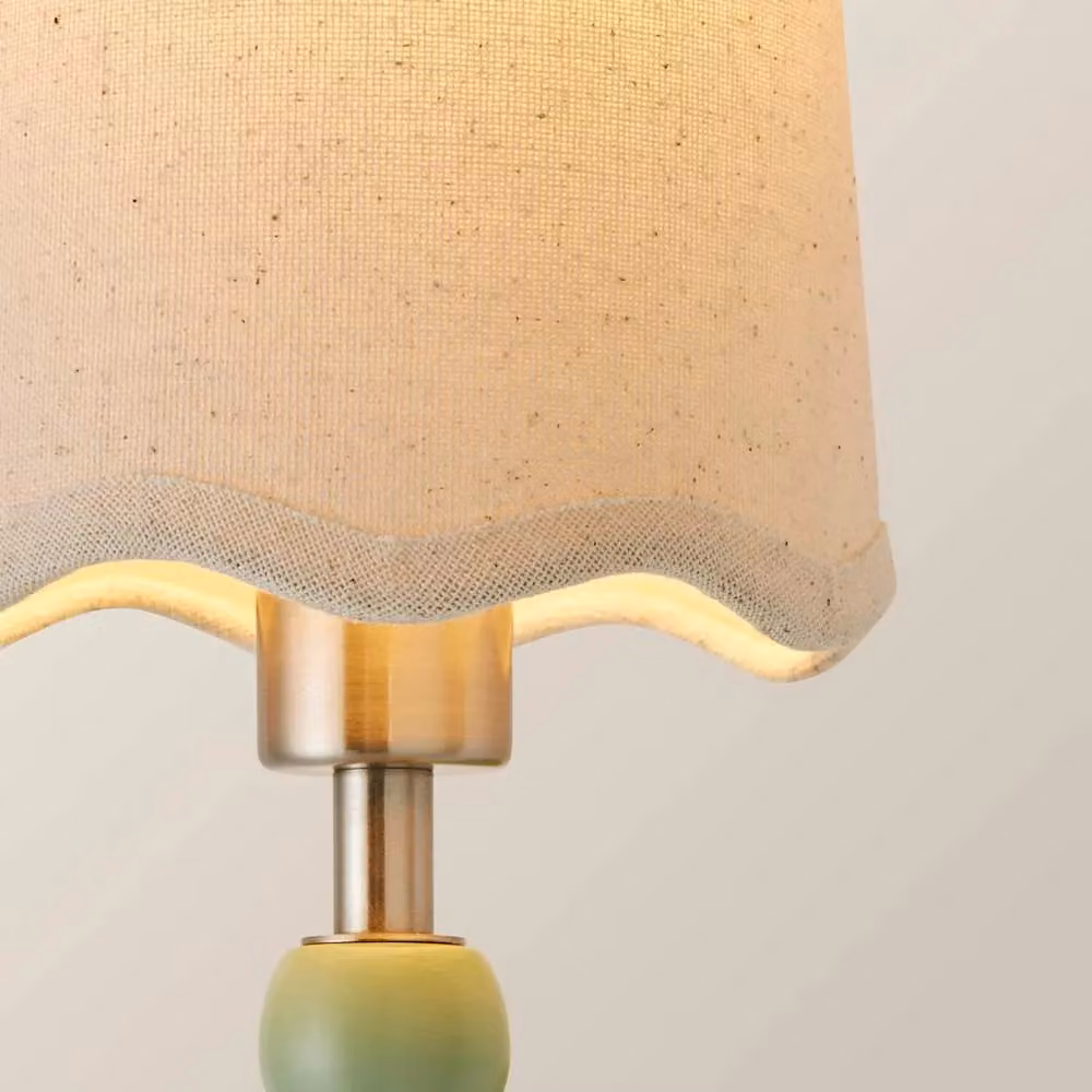 ValueLights Bobbins Pastel Bobble Wall Light with Natural Linen Lamp Shade and Bulb in Pale Green – 3