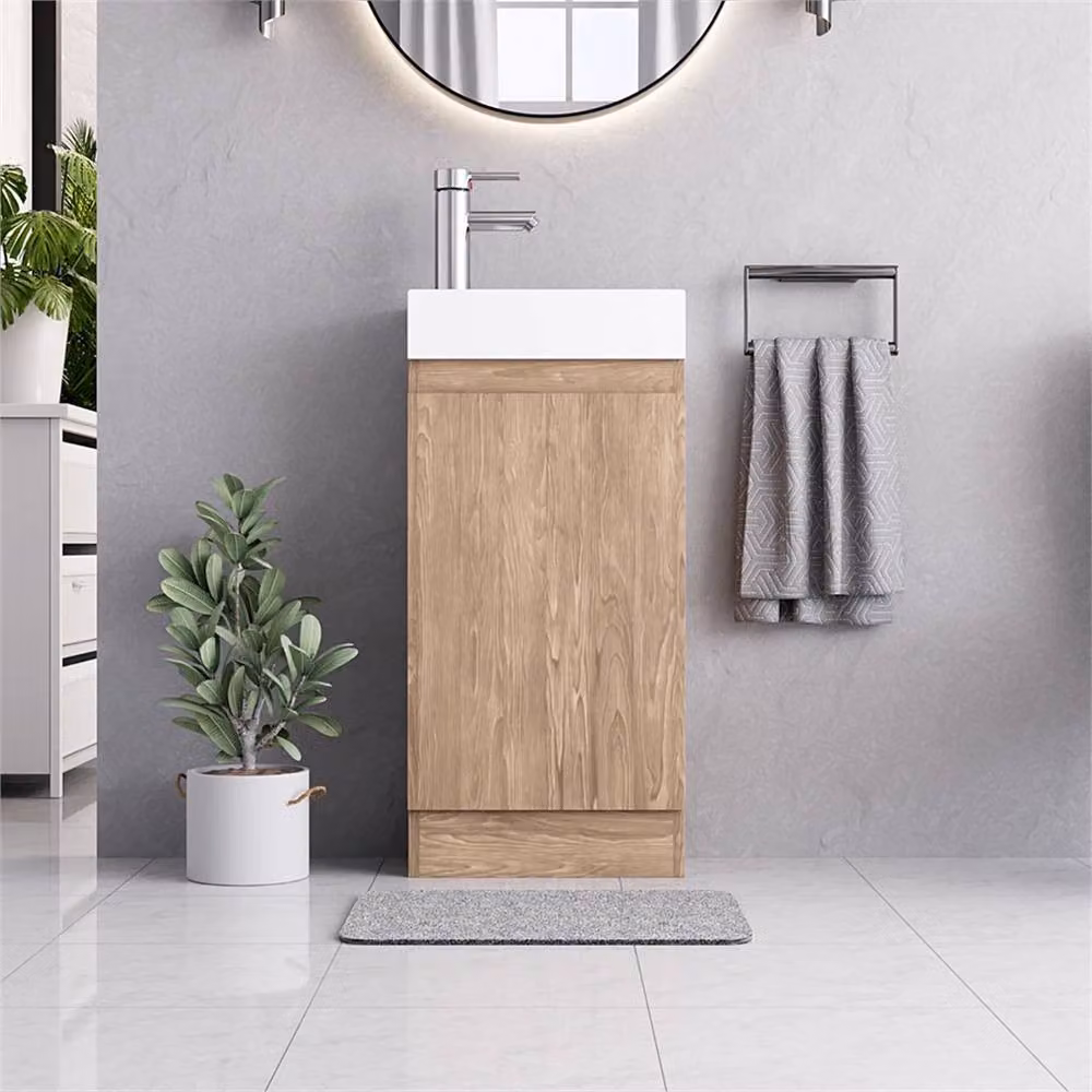 FORGEVIO Denvor Modern Freestanding Wood Grain Bathroom Vanity Unit in Brown – 2