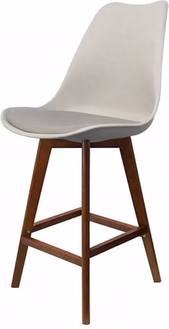 Fusion Living Soho Bar Stool in Grey with Brown Wood Legs