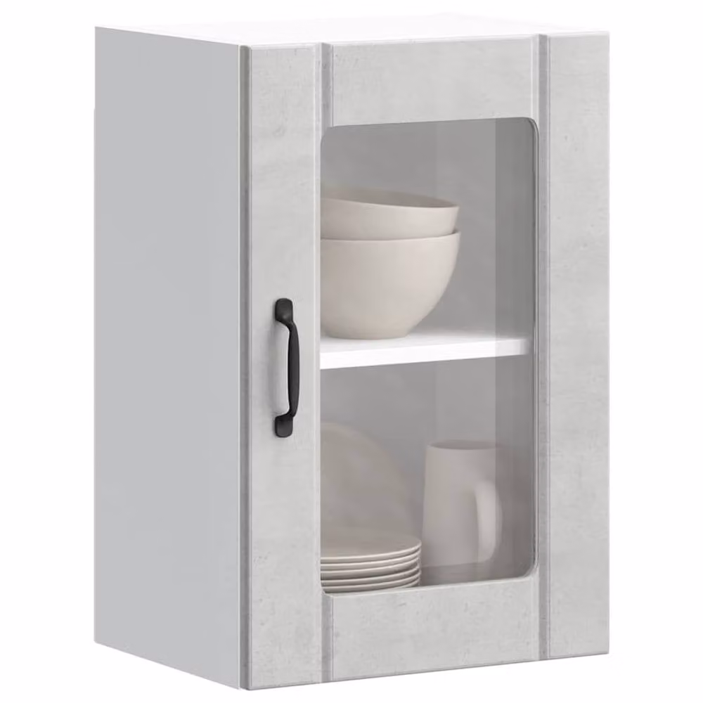 Berkfield Home Lucca Wall Mounted Kitchen Cabinet with Glass Door, Concrete Grey, W/D/H: 60.0 x 31.0 x 40.0 cm