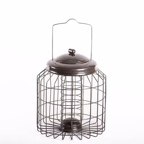 Happy Beaks Heavy Duty Squirrel Proof Bird Feeder, Grey Metal Fat Ball Seed Feeder with Anti-Bacterial Coating, 500g Capacity – 1