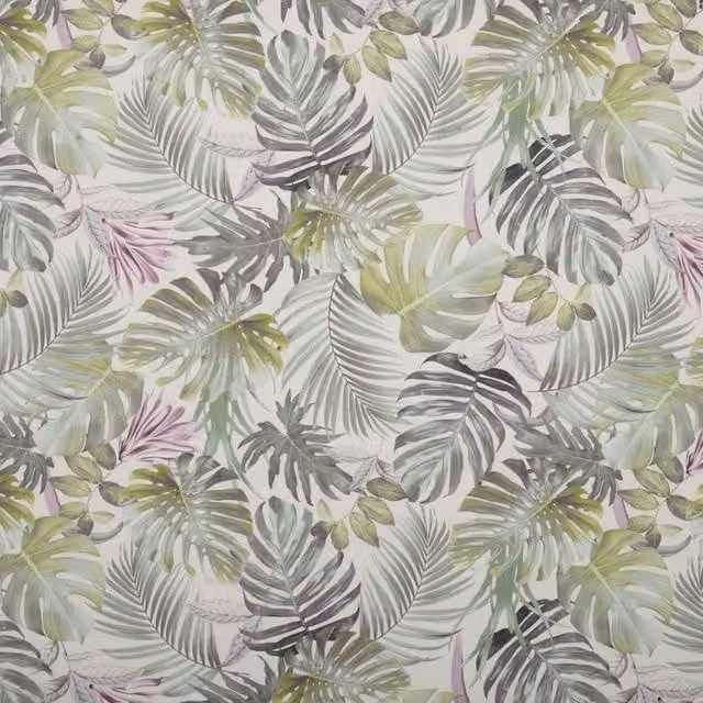 Terrys Panama Fabric Portobello Floral Cotton Towel in Nature Green and Purple