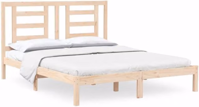 Berkfield Home Solid Wood Pine Bed Frame in Natural, W/D/H: 160 x 200 cm