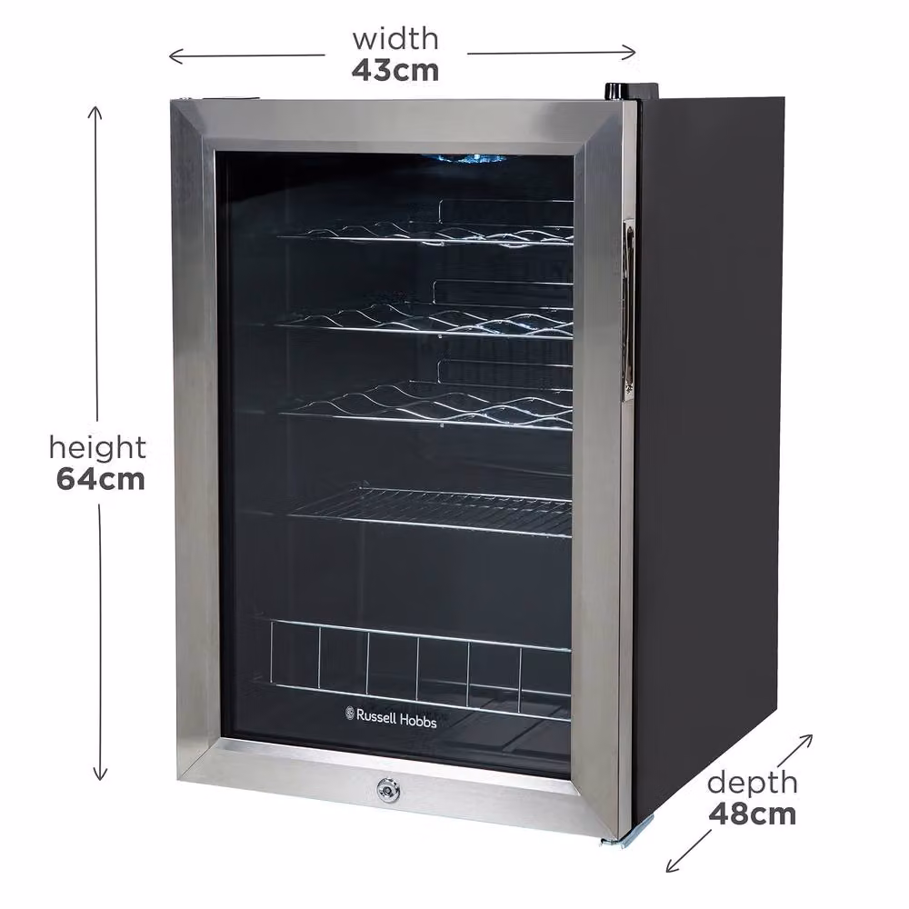 Russell Hobbs 62 Litre Glass Door Drinks and Wine Cooler with Lock, RHGWC4SS-LCK, Grey – 5
