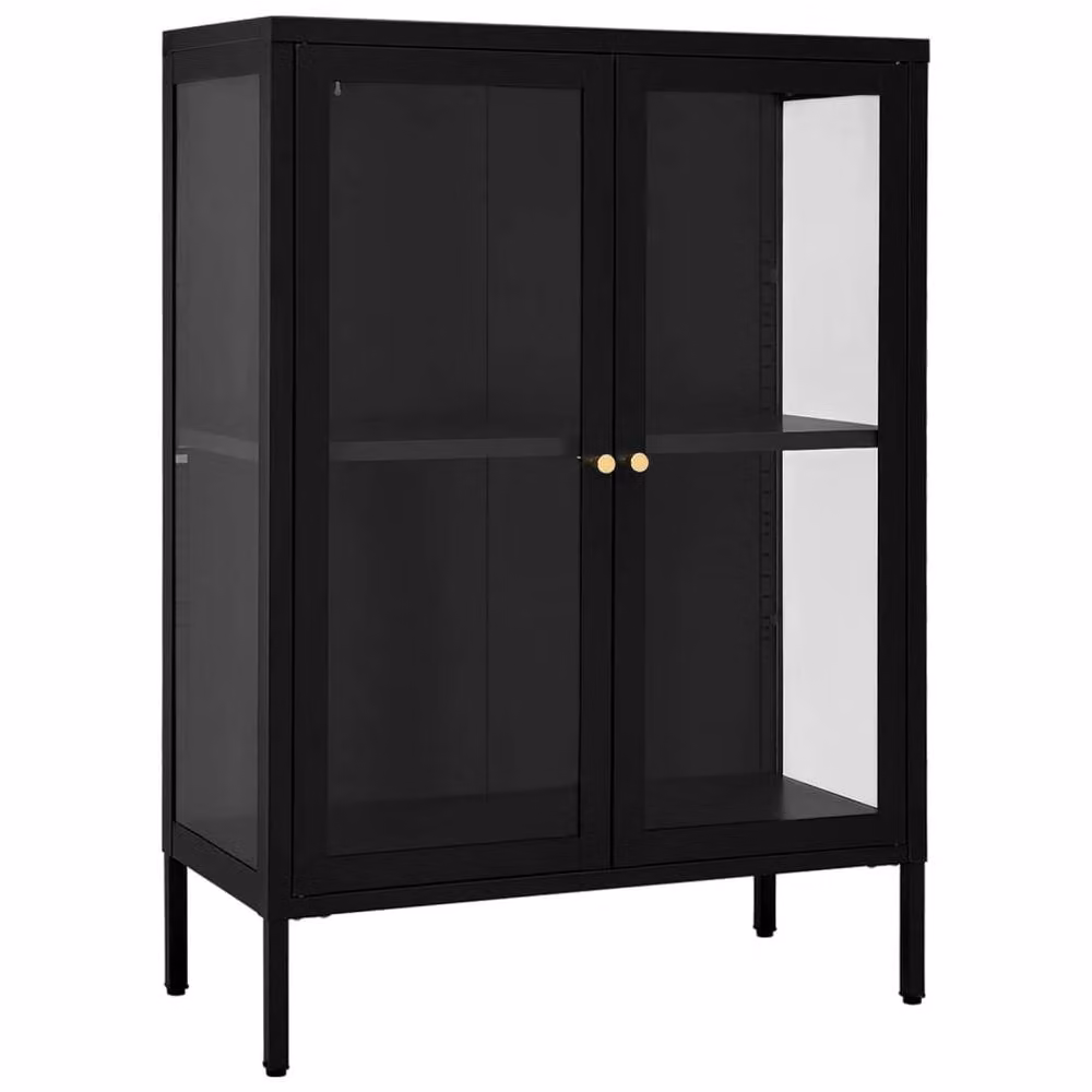Berkfield Home Black Steel and Glass Sideboard W/D/H: 75 x 35 x 105 cm – 3