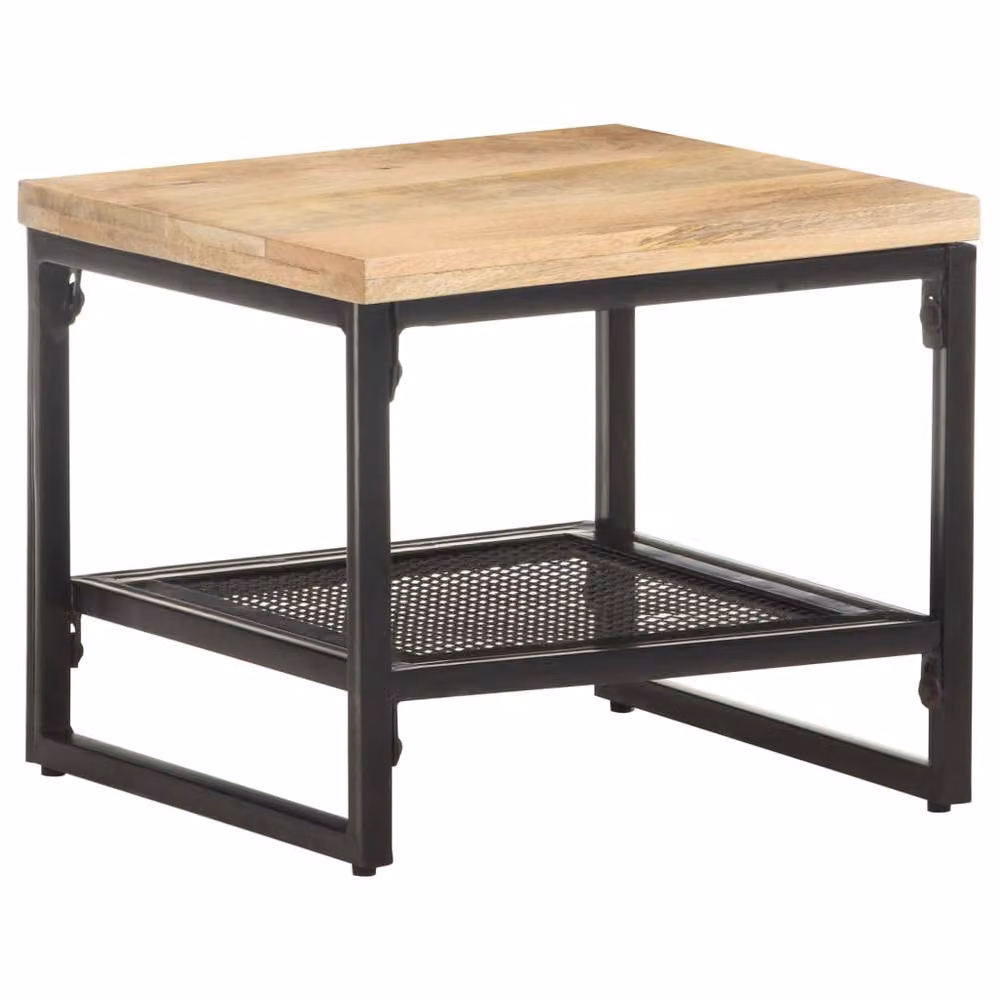 Berkfield Home Square Side Table in Brown Mango Wood and Metal, W/D/H: 40 x 40 x 35 cm – 2