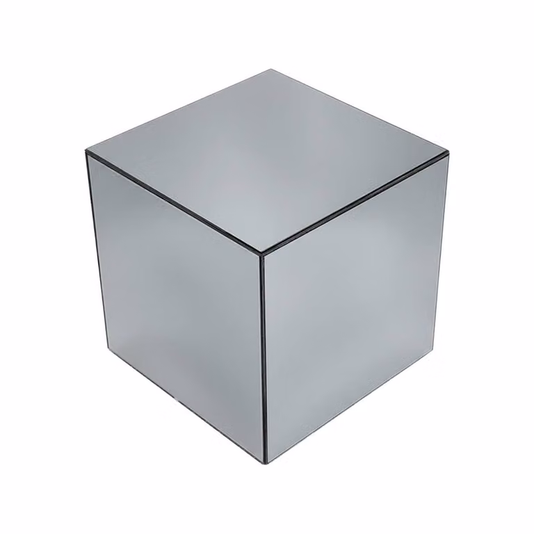 sweeek Cubic Mirror Coffee Table, Side Table or Bedside Table in Clear Transparent Glass, W/D/H: 35.8 x 35.8 x 35 cm