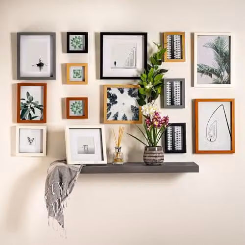 Nicola Spring Rectangular 3D Shadow Box Photo Frame with White and Brown Mount and Glass Aperture