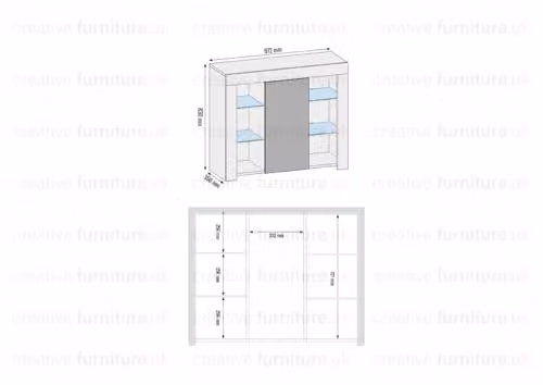 Creative Furniture Modern Glossy Sideboard in Dark Grey with Integrated LED Lighting W/D/H: 97 x 35 x 83 cm – 2