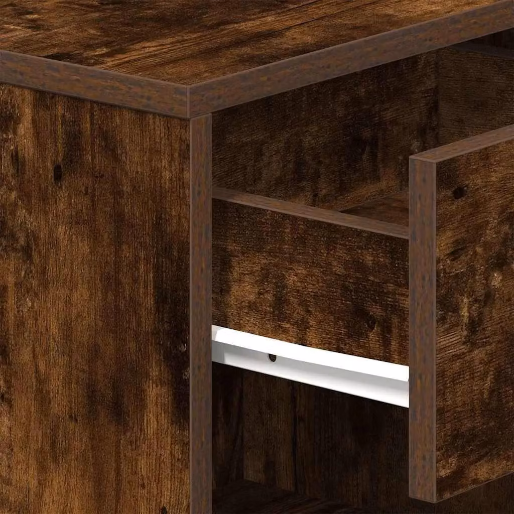 Berkfield Home Bedside Cabinet with Drawer in Smoked Oak Brown, W/D/H: 39 x 28 x 41 cm – 5