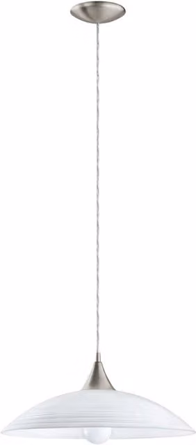 Loops Pendant Light in Satin Nickel with White Painted Satin Glass Shade, E27 1x60W