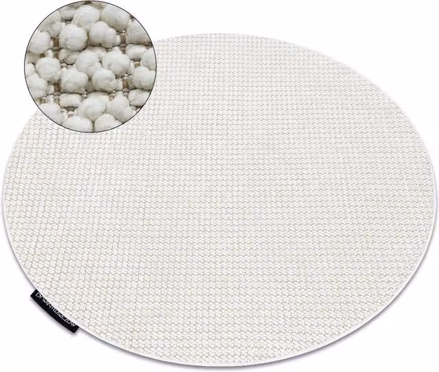 RugsX Casablanca Loop Round Rug in White, Diameter: 150 cm – 1