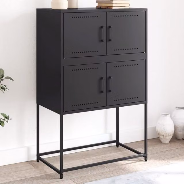 Berkfield Home Industrial Black Metal Sideboard W/D/H: 68.5 x 38.5 x 107 cm
