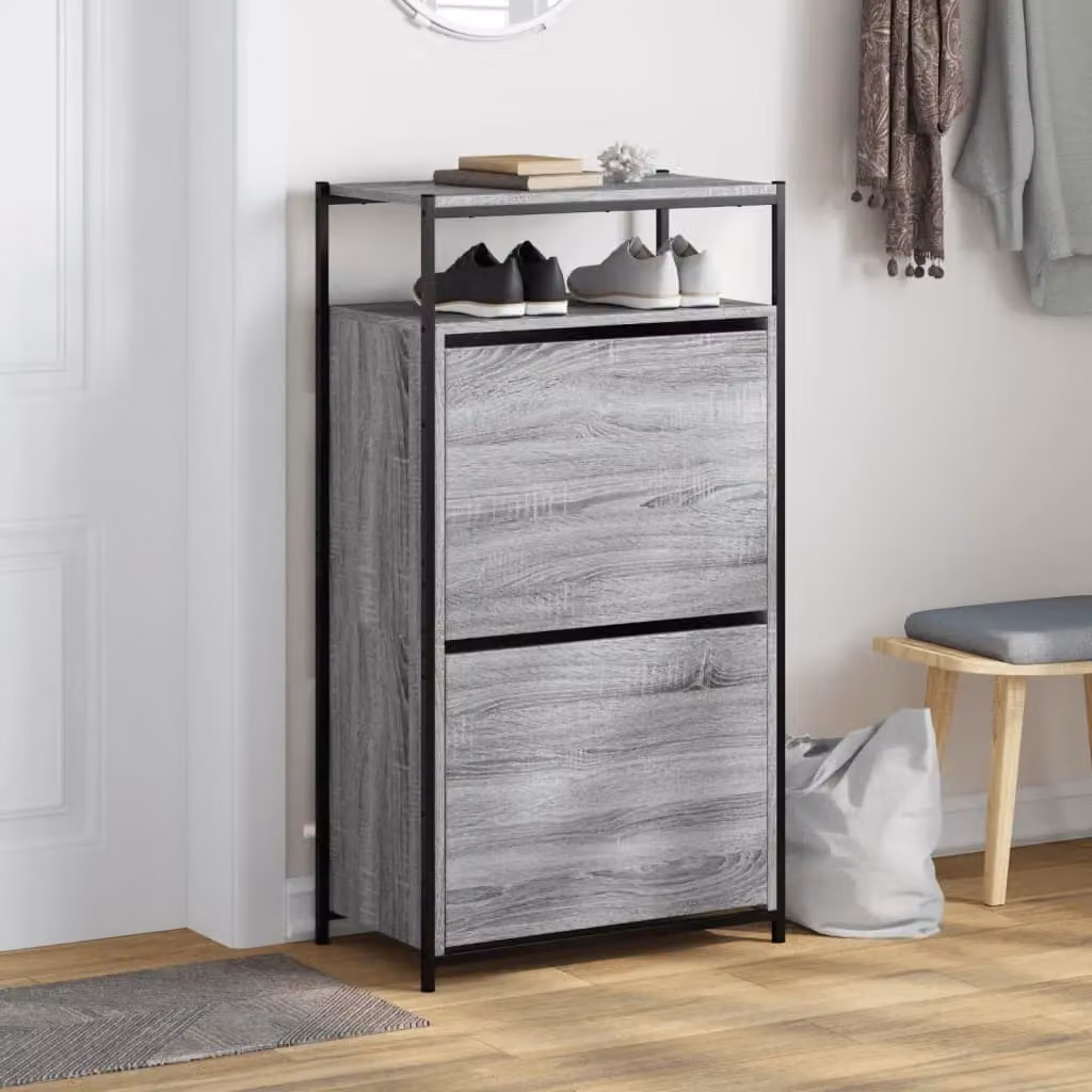 Berkfield Home Grey Sonoma Shoe Cabinet W: 60 cm, D: 34 cm, H: 112 cm – 3
