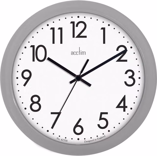 Acctim Abingdon Round Quartz Analog Wall Clock, Grey, Diameter: 25.5 cm