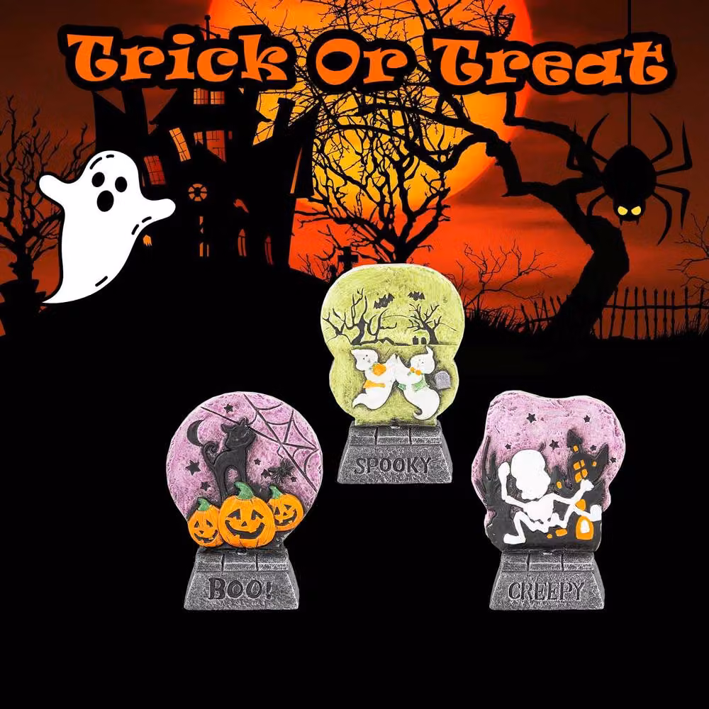 VFM e-Store Halloween LED Tabletop Tombstones, 3 Pack, Multicolour – 3