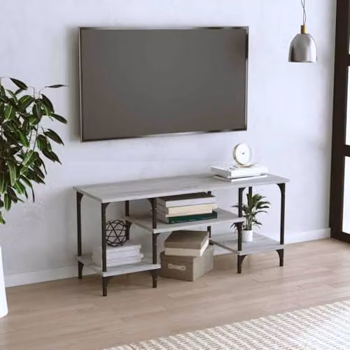 vidaXL Industrial Style TV Cabinet in Grey Sonoma, Media Stand with Shelves for your Living Room, W/D/H: 102.0 x 35.0 x 45.5 cm – 2