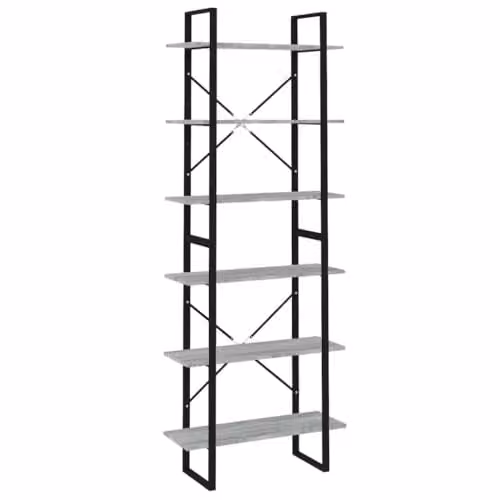 vidaXL Grey Industrial Freestanding High Cabinet with Internal Shelves, W/D/H: 80 x 30 x 210 cm