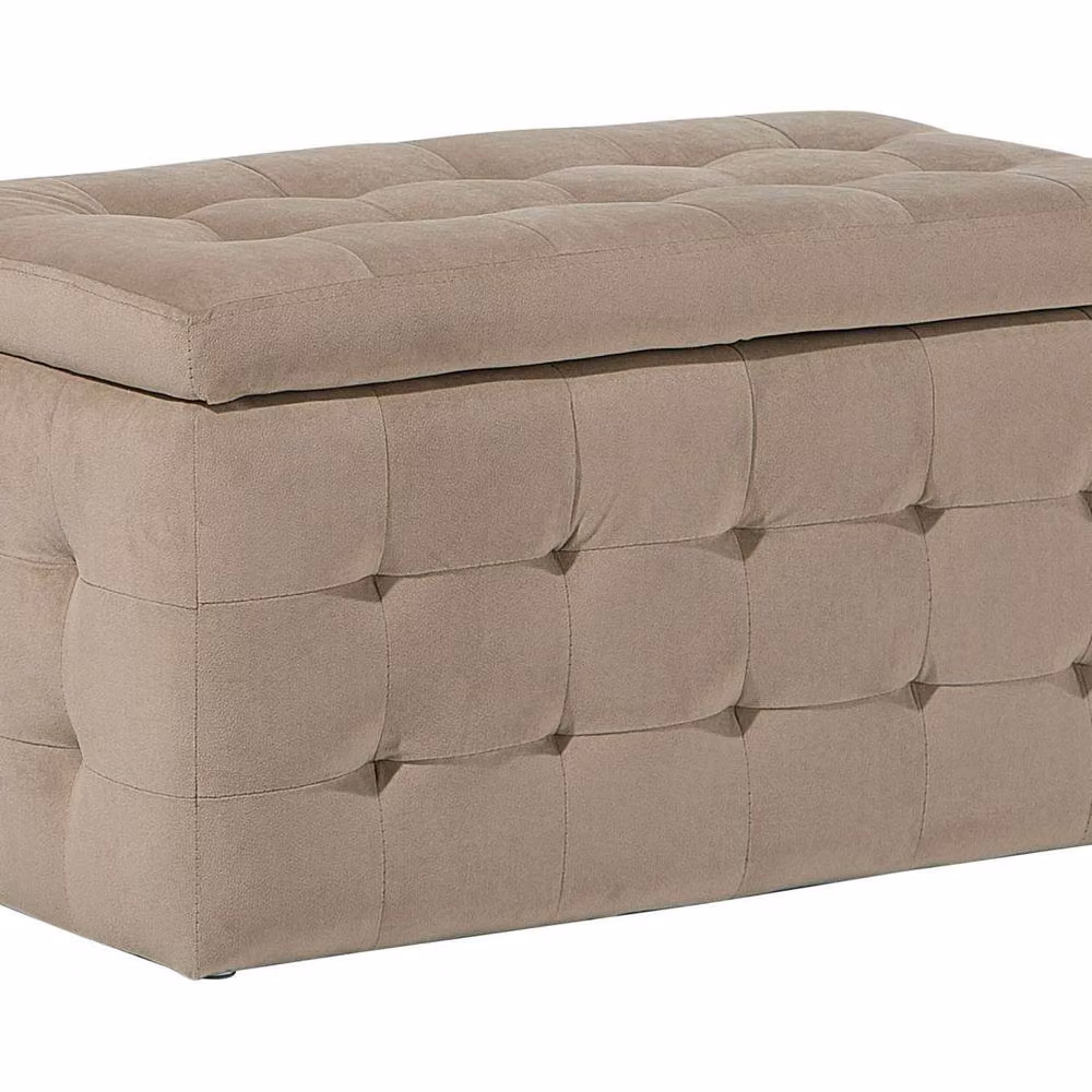 Wyld and Coco Light Brown Velvet Tufted Storage Ottoman Bench – 2