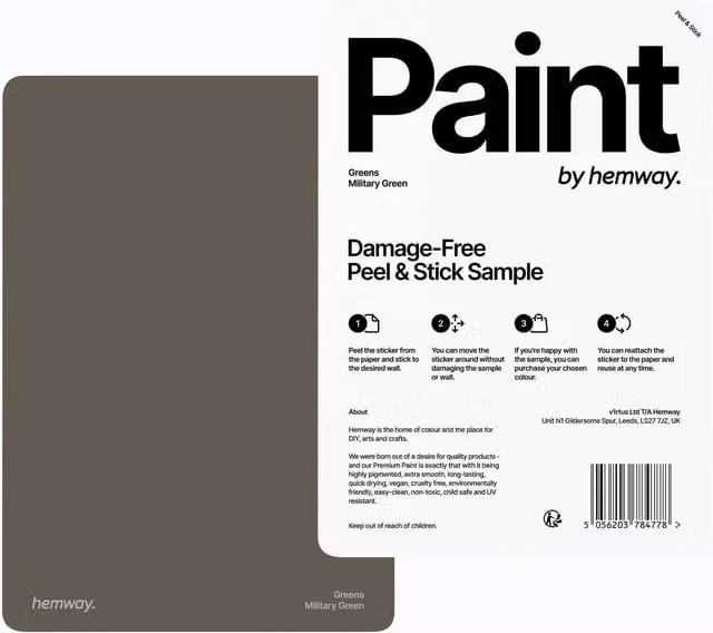 Hemway Chalk Based Furniture Paint A5 Sample in Military Green