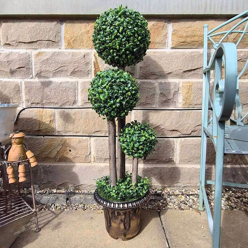 Voltico Artificial Triple Ball Topiary Tree in Green Pot, Height: 90 cm – 4