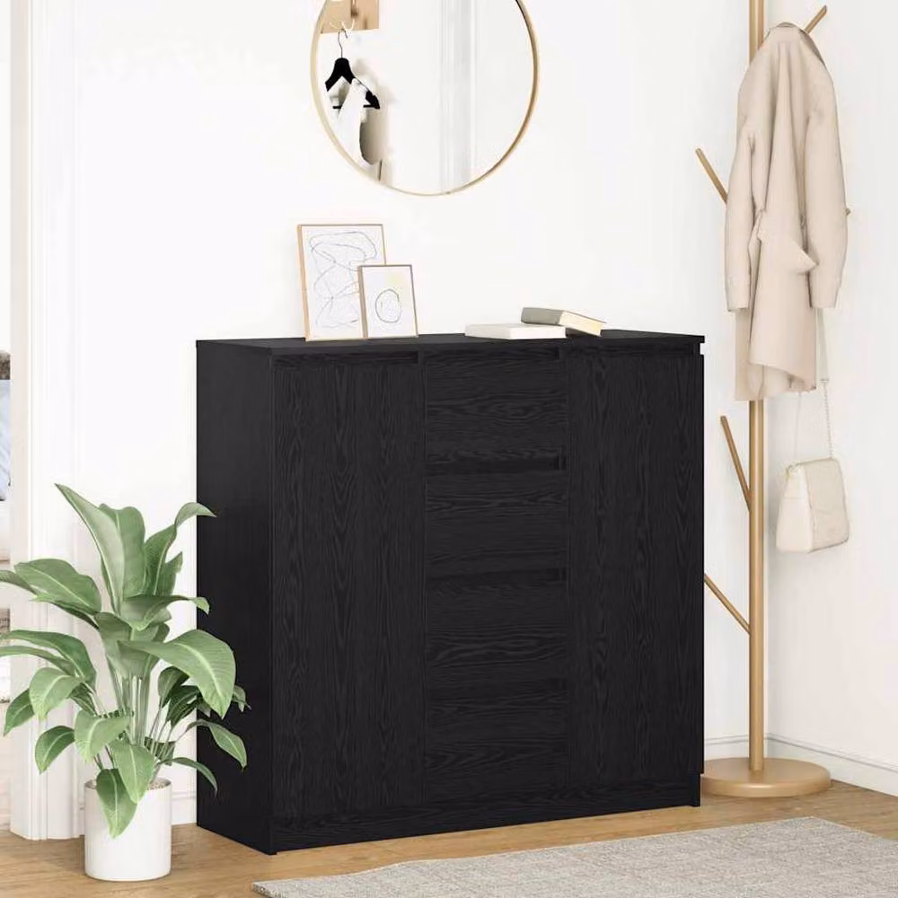 Berkfield Home Modern Sideboard with Drawers in Black Oak, W/D/H: 100.5 x 35 x 98.5 cm – 2