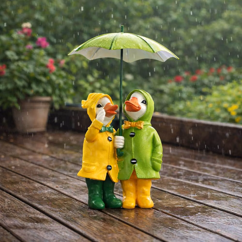 Marco Paul Multicolour Duck with Umbrella Resin Outdoor Garden Ornament – 5