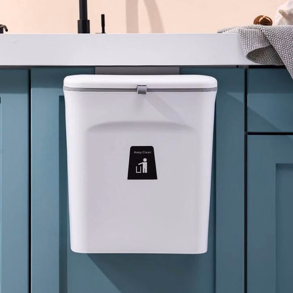 Kelvenix Wall Mounted Kitchen Waste Bin with Flip Lid, White, 9 Litre – 2