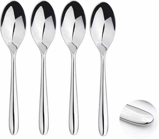 Glim & Glam Polished Silver Stainless Steel 18/8 Teaspoon 4pc Set