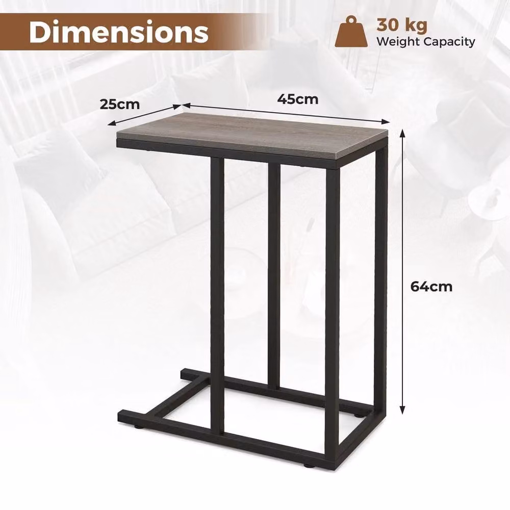 EONLION C-Shaped End Table in Walnut – 2