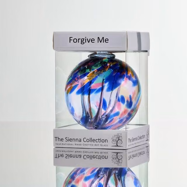 Sienna Glass Forgive Me Multicoloured Blue Abstract Spirit Ball Bauble, Diameter: 10 cm
