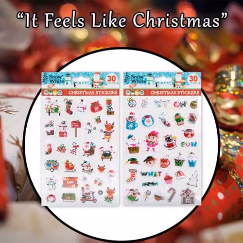VFM e-Store Christmas Themed Adhesive Stickers in Multicolour, W/D/H: 24.9 x 14.6 x 0.1 cm – 6