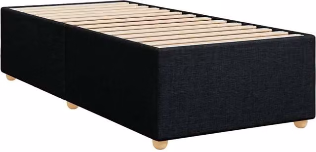 Berkfield Home Soft Upholstered Bed Frame in Black, Single, W/D/H: 90 x 190 cm – 1