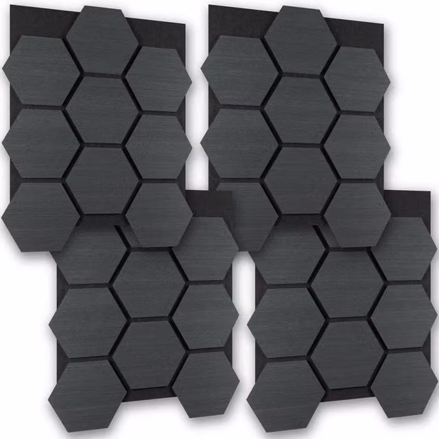 tectake Sound-Absorbing Felt Acoustic Panels in Black Oak Wood Look