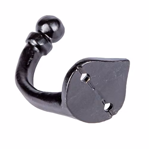 Hammer and Tongs Matt Black Powder-Coated Iron Hook, W: 35 mm, H: 40 mm – 3